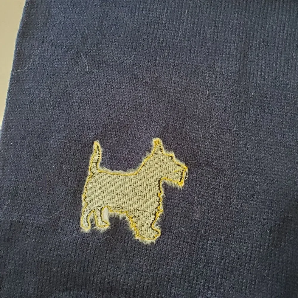Port & Company Knitted Scarf Scottie Dog Navy Blue Scottish Terrier 9x70